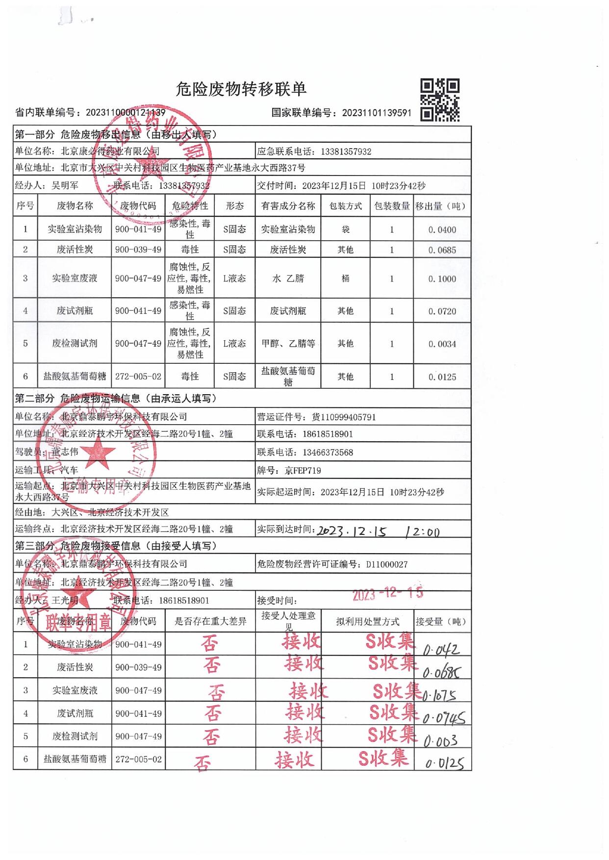 金华危废转移备案