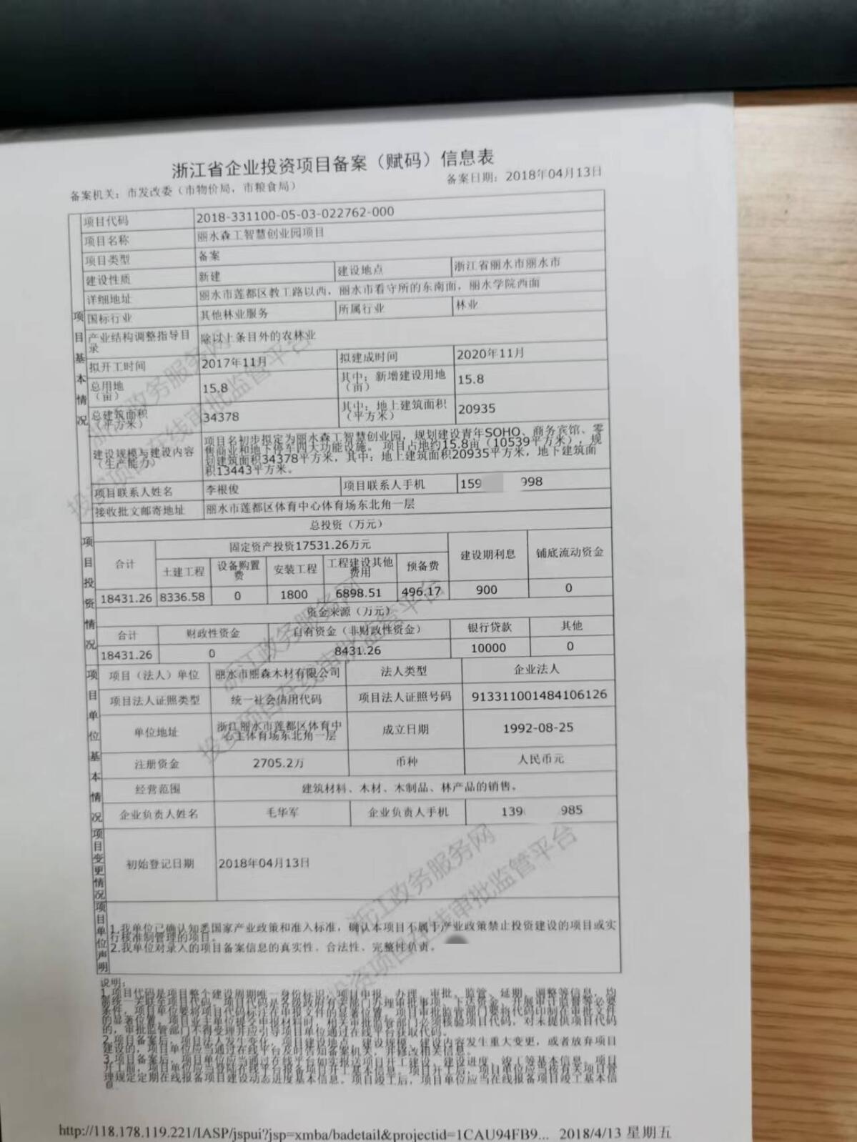 晋美华府项目企业投资备案批复
