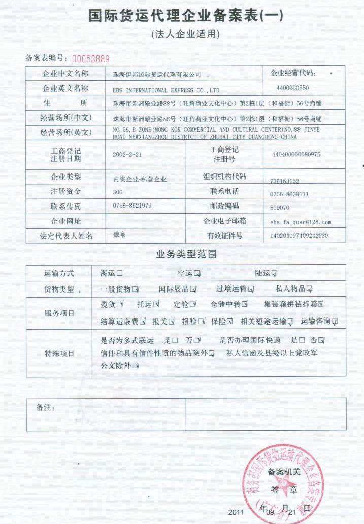 办理国际船舶代理备案需要什么